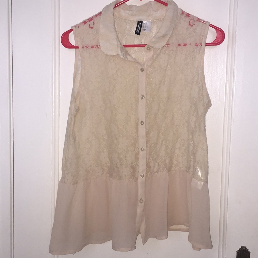 Lace and chiffon button up